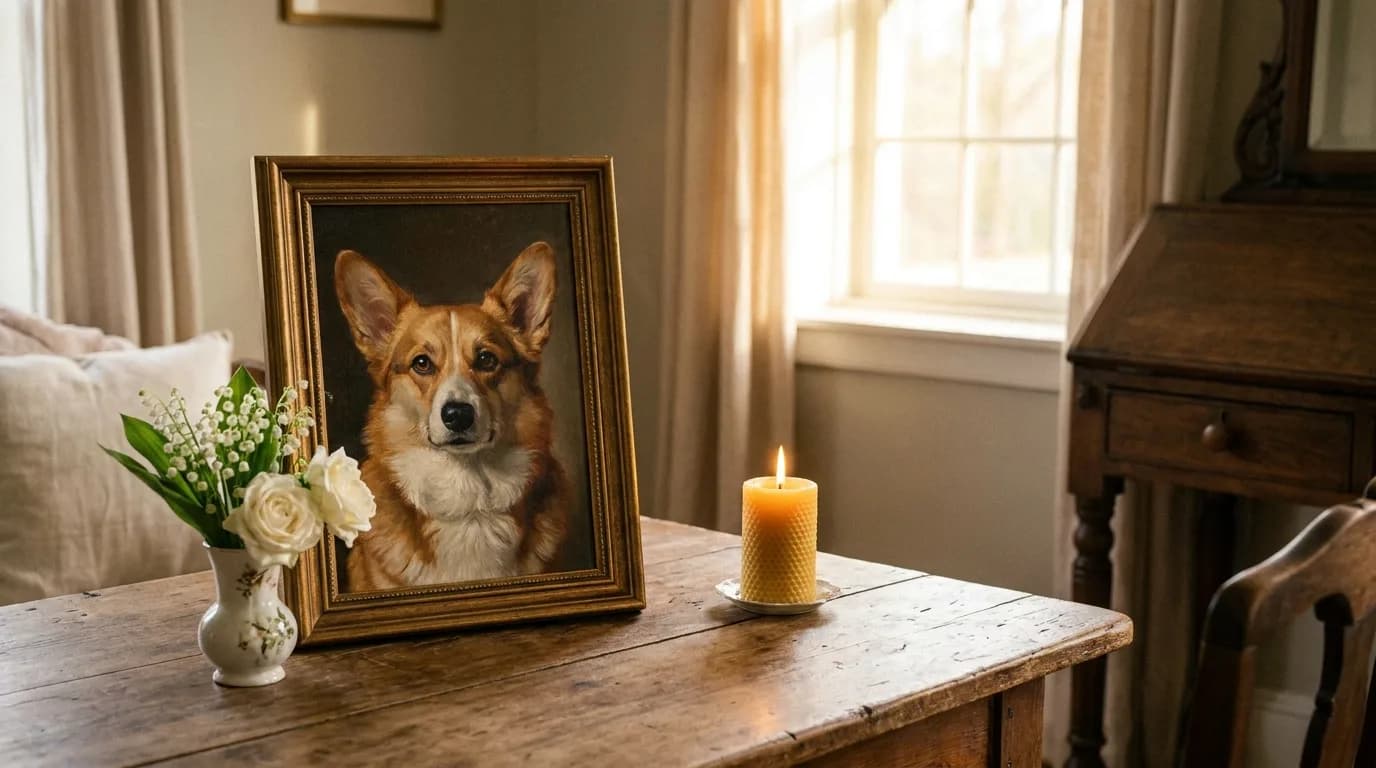 A regal memorial portrait of a beloved pet
