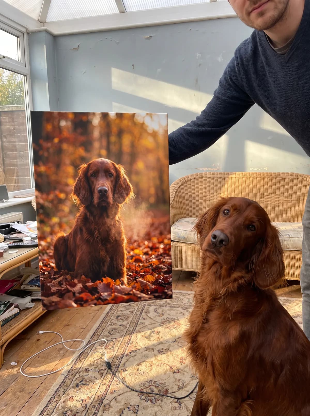 Autumn Walk printed as a gallery-wrapped canvas and hung on a wall