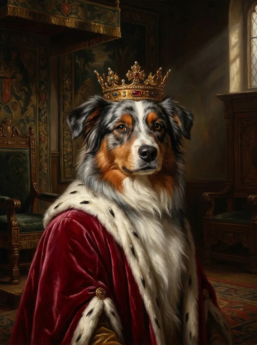 Custom Australian Shepherd royal portrait