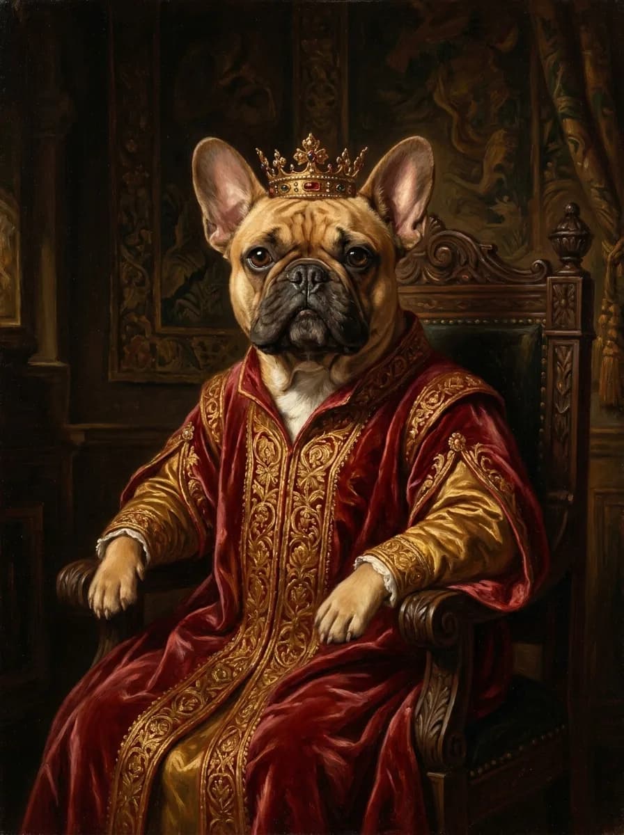 Custom French Bulldog royal portrait
