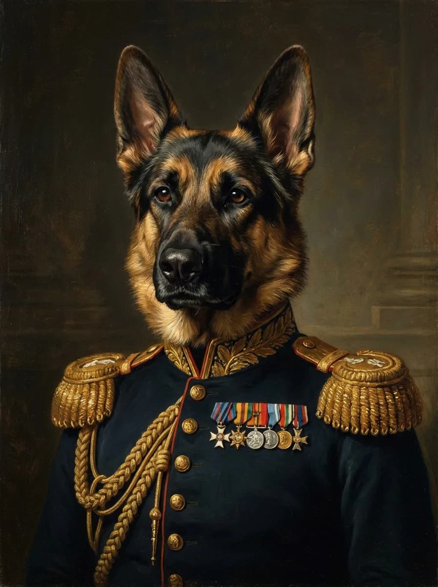 Custom German Shepherd royal portrait