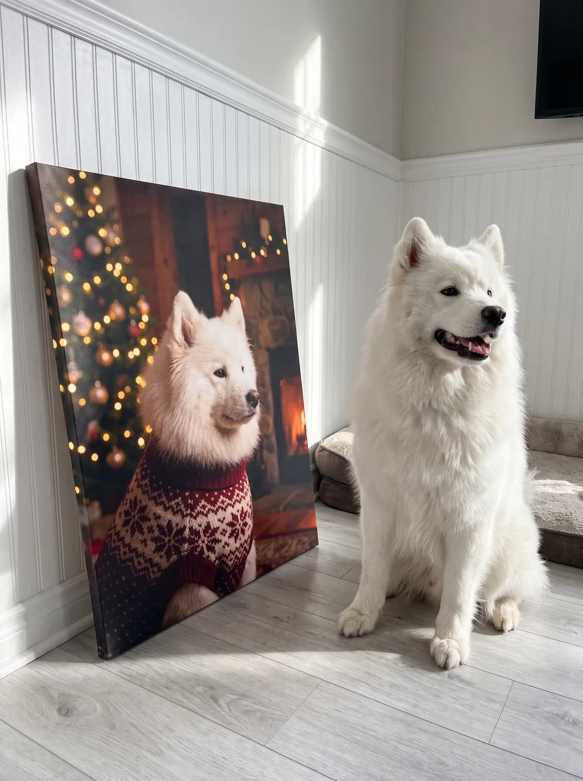 The Christmas Card printed as a gallery-wrapped canvas and hung on a wall