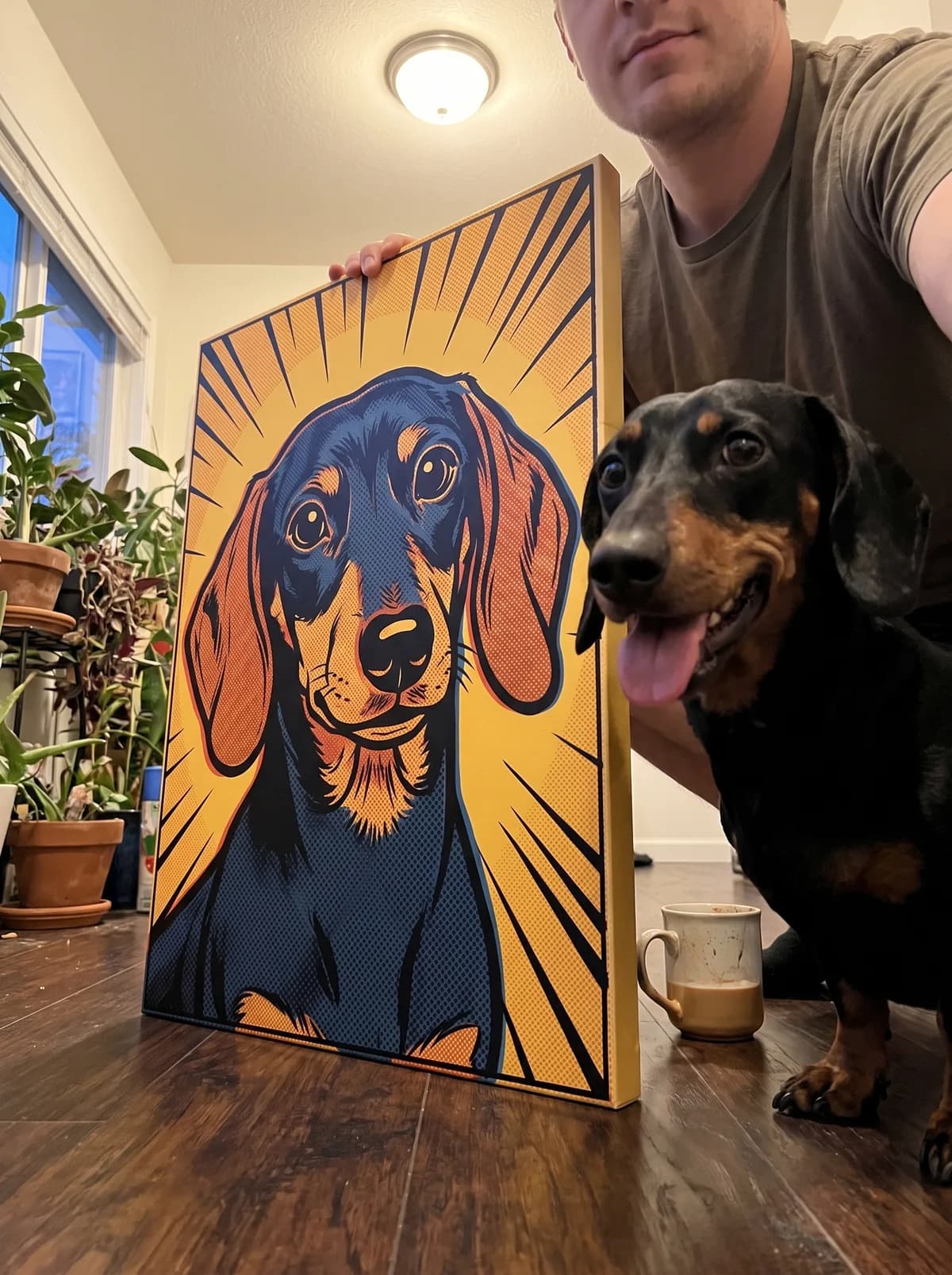 Halftone Hero printed as a gallery-wrapped canvas and hung on a wall