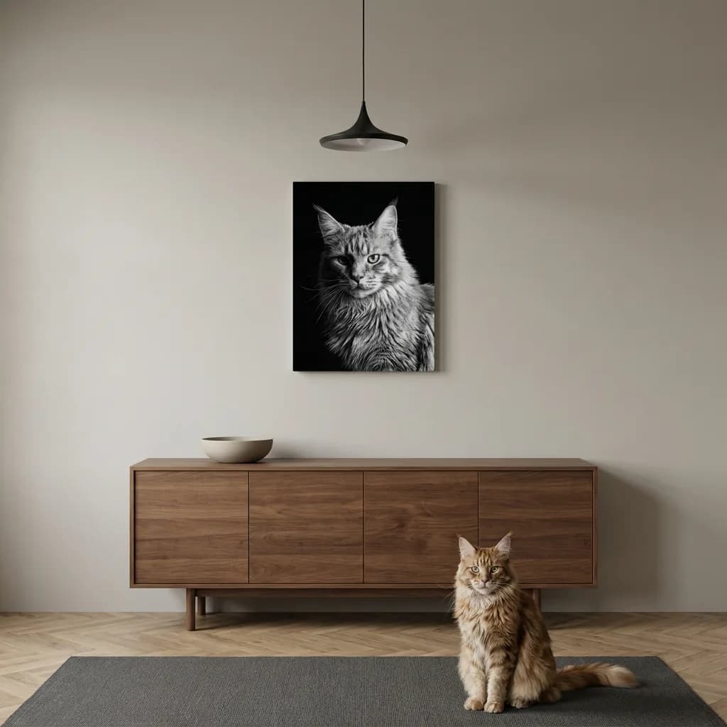 Monochrome printed as a gallery-wrapped canvas and hung on a wall