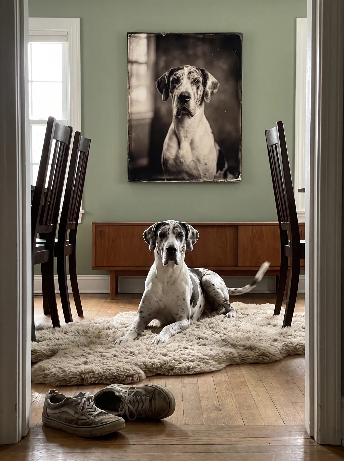 The Daguerreotype printed as a gallery-wrapped canvas and hung on a wall