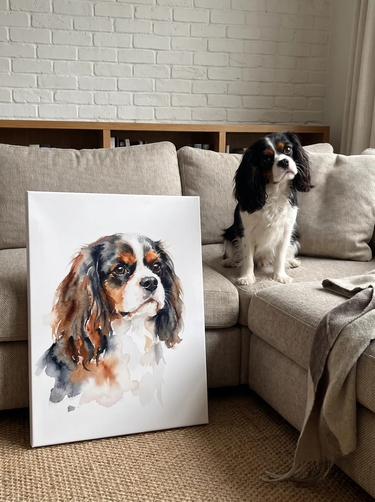 The Watercolour printed as a gallery-wrapped canvas and hung on a wall