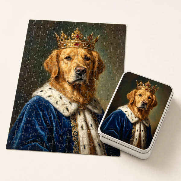 Puzzle in a Tin, example shown. We print your portrait on it.