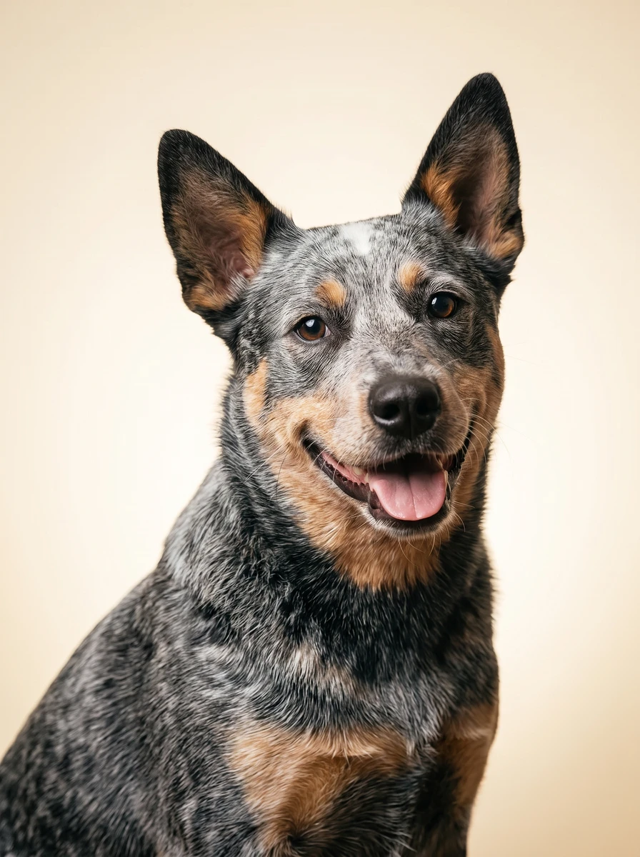The Modern Portrait, shown on an Australian Cattle Dog