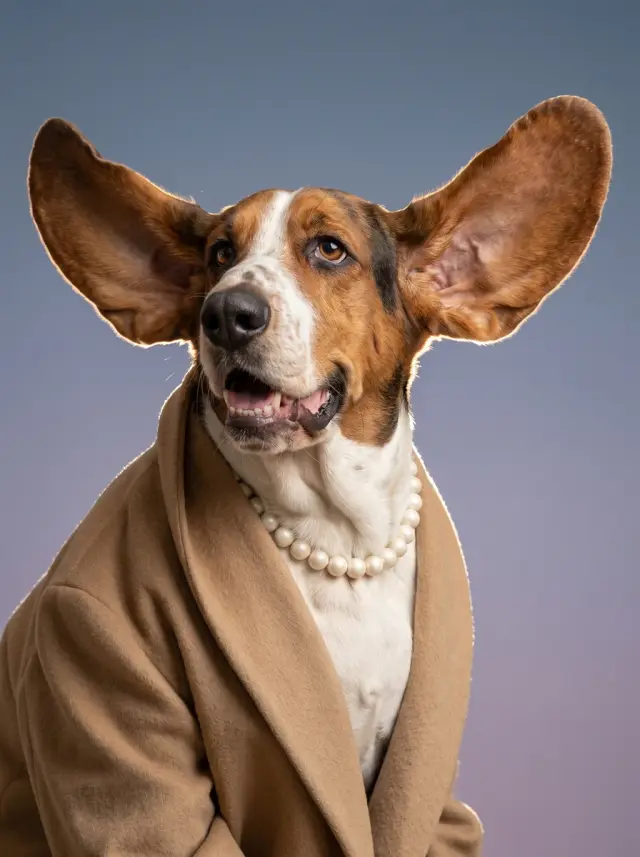 Basset Hound as Old Money, custom pet portrait