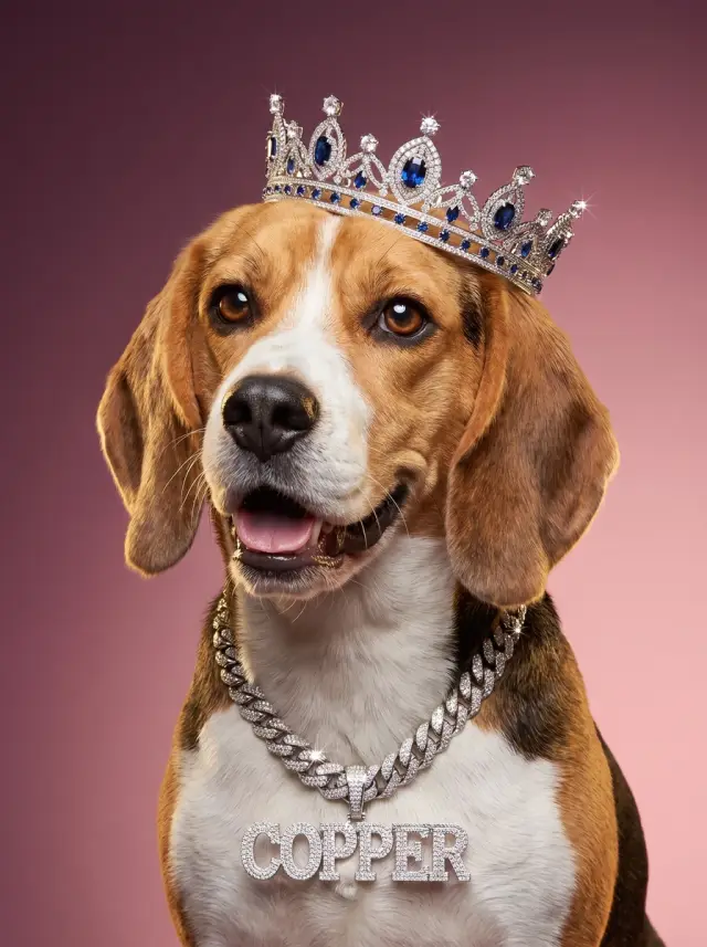 The Nameplate, shown on a Beagle