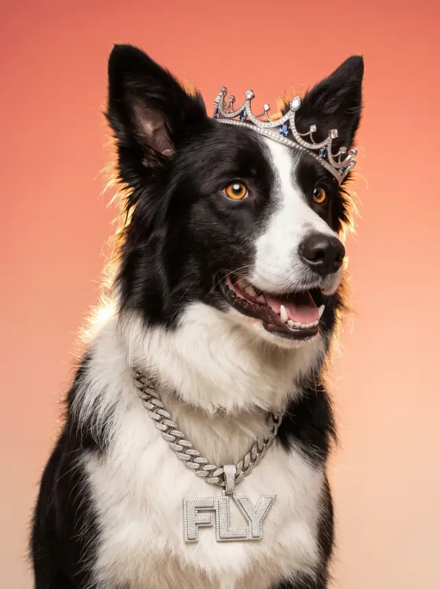 Border Collie as The Nameplate, custom pet portrait