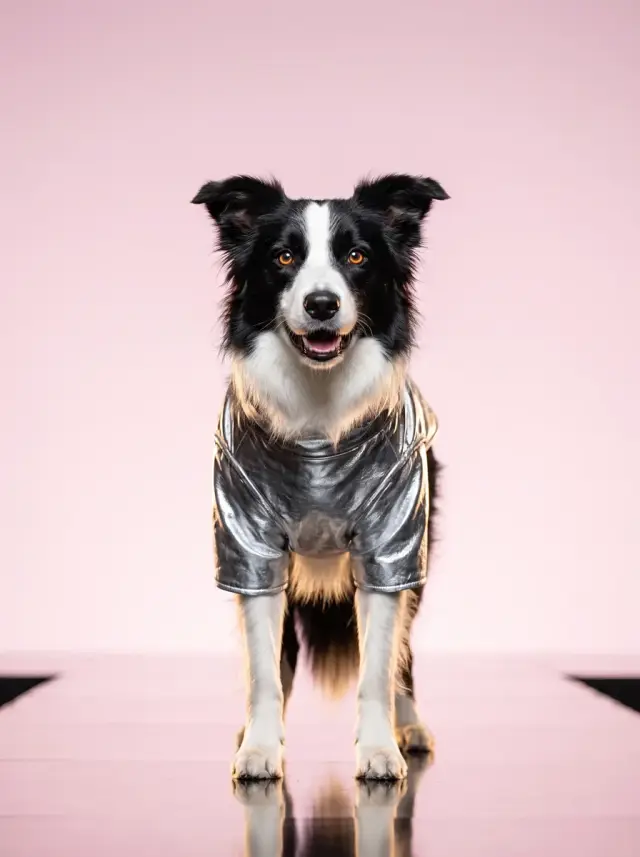 Border Collie as Runway, custom pet portrait