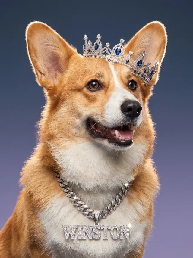 Pembroke Welsh Corgi as The Nameplate, custom pet portrait