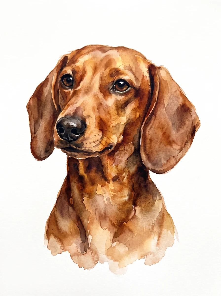 The Watercolour, shown on a Dachshund