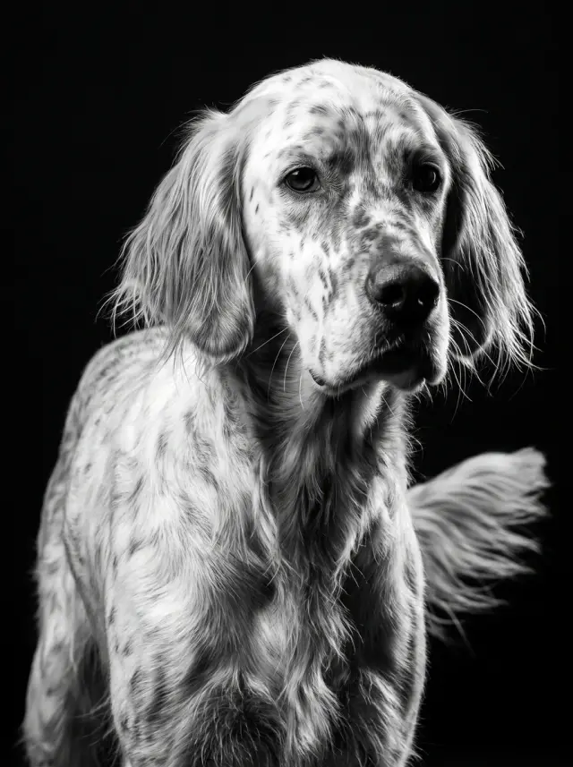 English Setter as Monochrome, custom pet portrait
