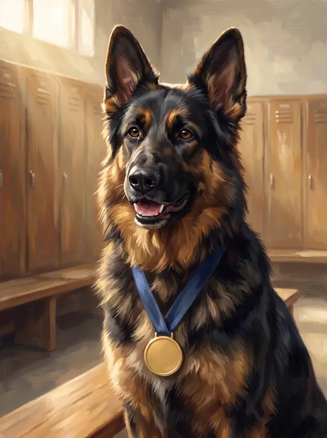 German Shepherd as The Champion, custom pet portrait