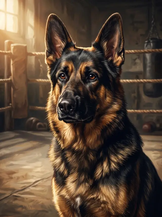 German Shepherd as Undisputed, custom pet portrait