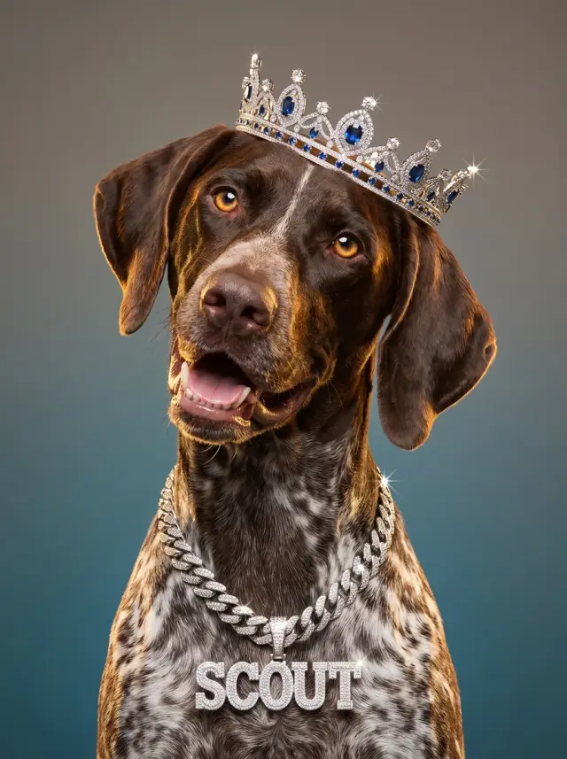 German Shorthaired Pointer as The Nameplate, custom pet portrait