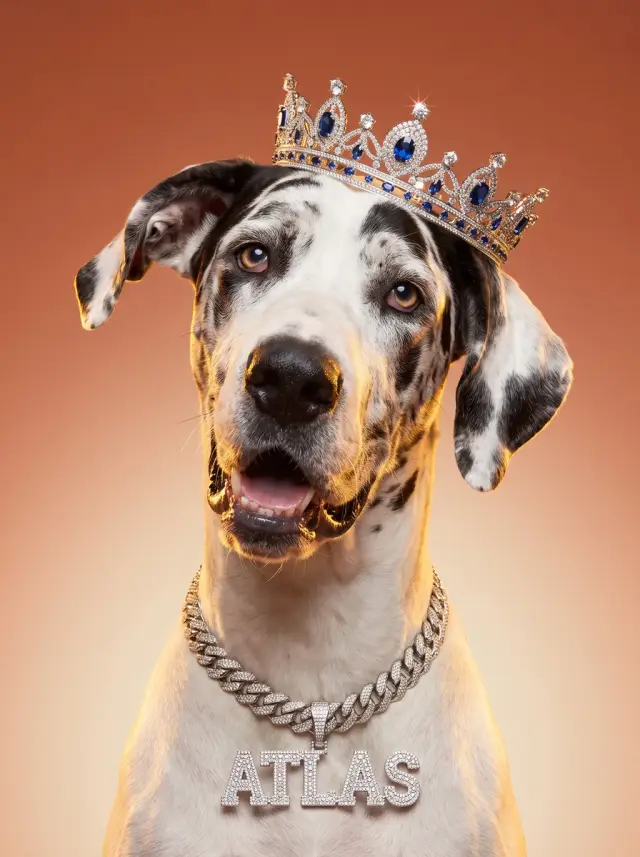 Great Dane as The Nameplate, custom pet portrait