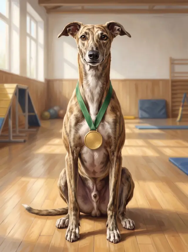Greyhound as The Champion, custom pet portrait