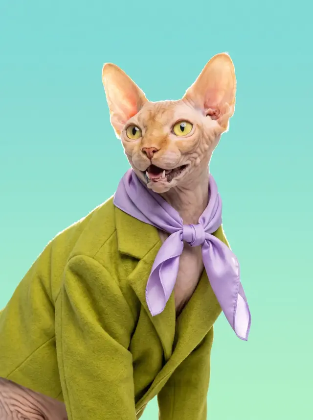 Hairless Cat as Colour Story, custom pet portrait