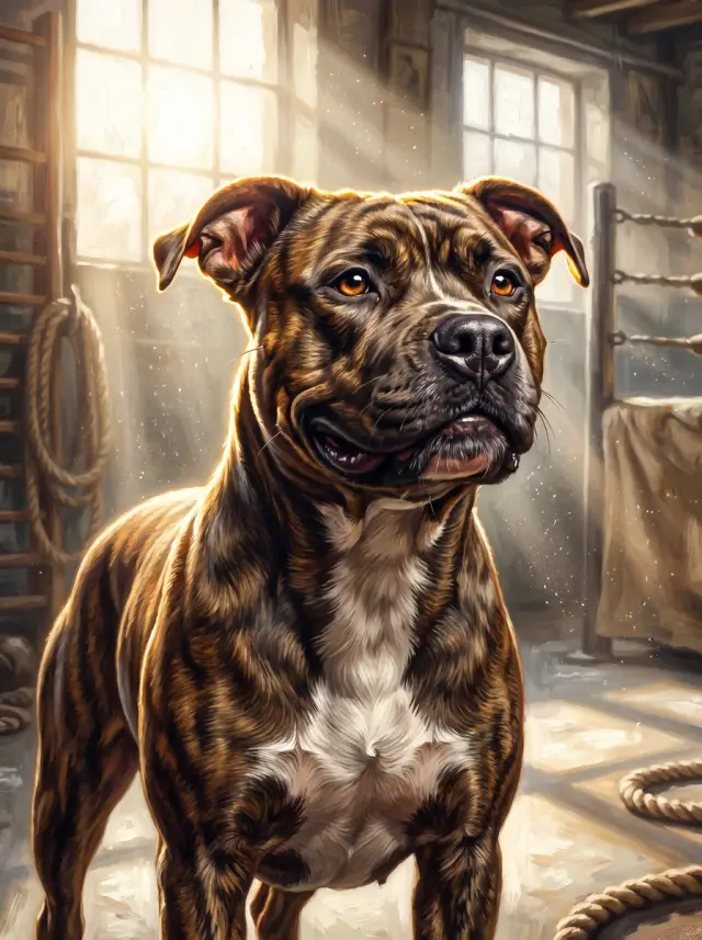 Pitbull as Undisputed, custom pet portrait