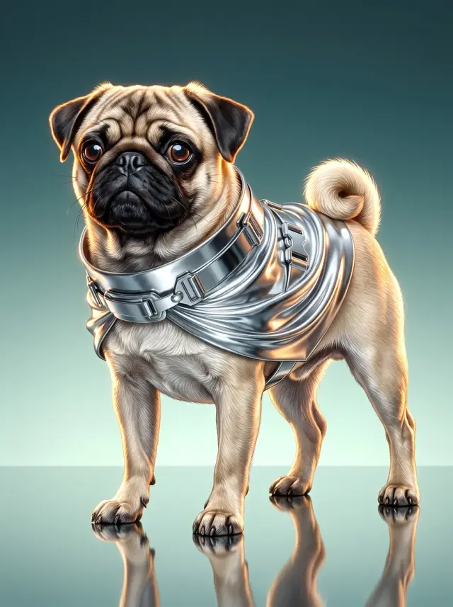 Pug as Studio Noir, custom pet portrait