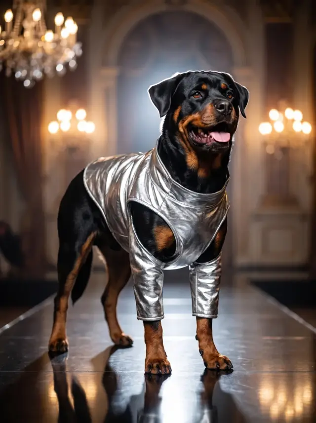 Rottweiler as Runway, custom pet portrait
