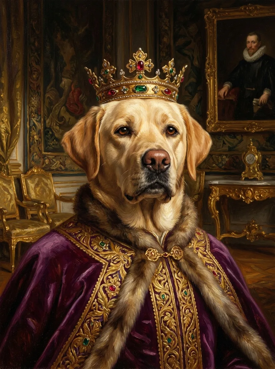 A custom painted portrait of a Labrador Retriever