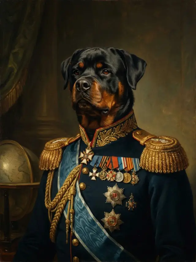 The General, shown on a Rottweiler