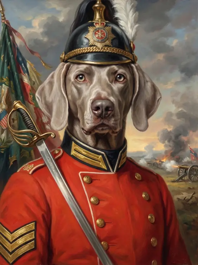 The Colonel, shown on a Weimaraner