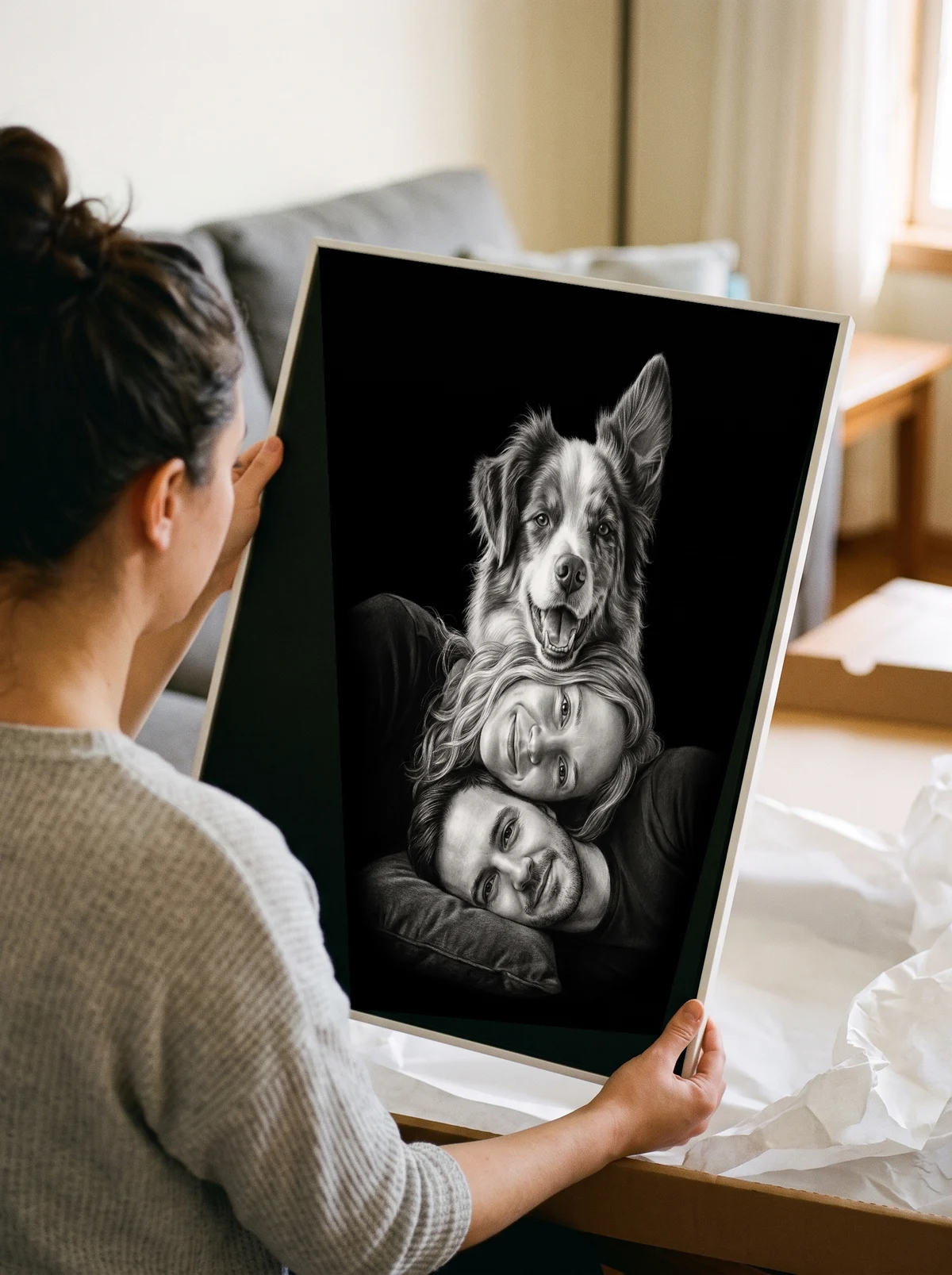 Cheek to Cheek printed as a gallery-wrapped canvas and hung on a wall