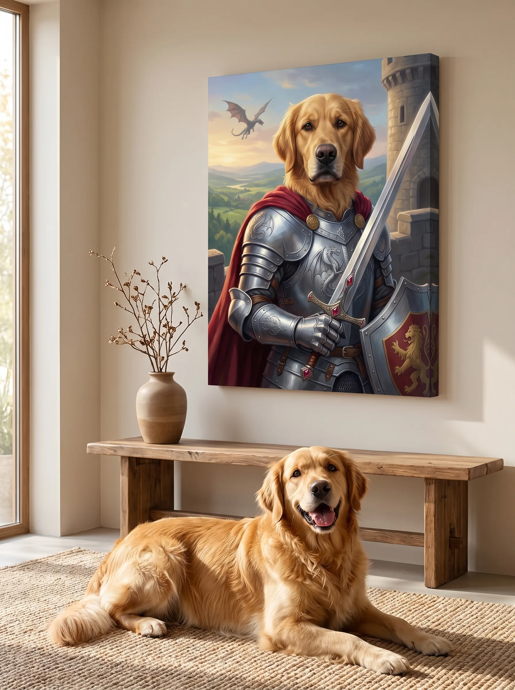 The Knight printed as a gallery-wrapped canvas and hung on a wall