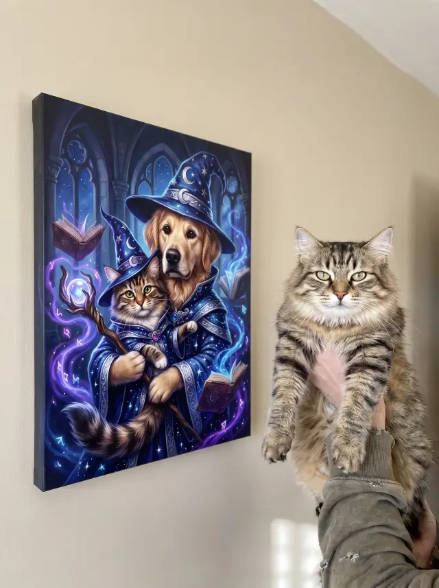 The Wizard printed as a gallery-wrapped canvas, hung in a room