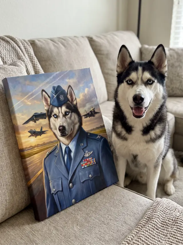 The Air Force Veteran printed as a gallery-wrapped canvas, hung in a room