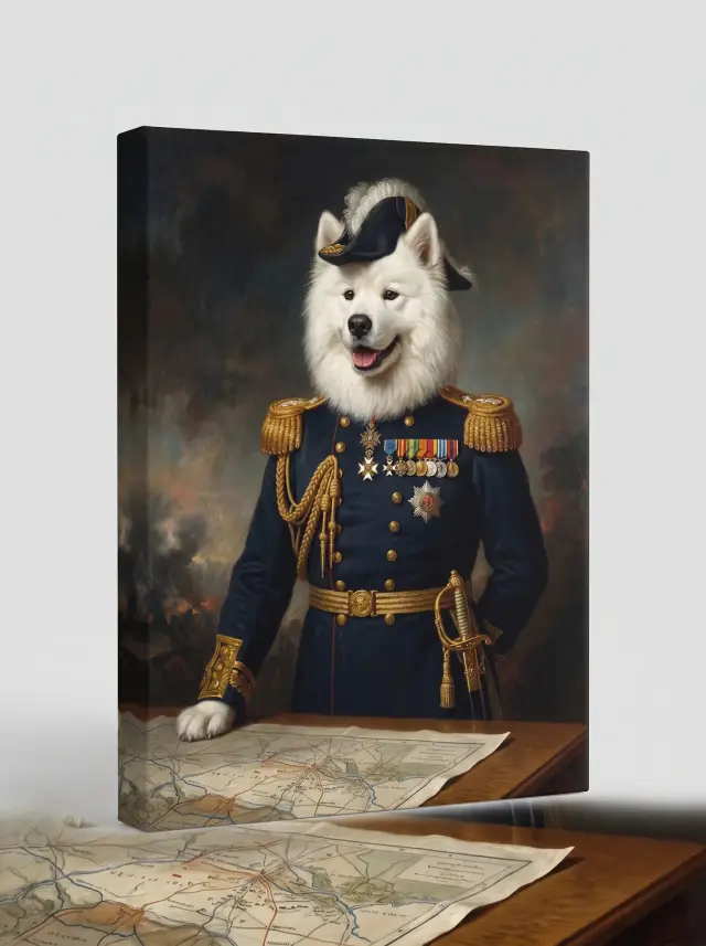 The General printed as a gallery-wrapped canvas, hung in a room