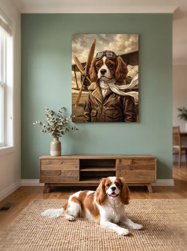 The Ace Pilot printed as a gallery-wrapped canvas, hung in a room