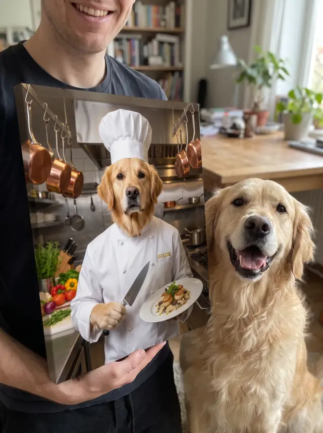 The Chef printed as a gallery-wrapped canvas, hung in a room