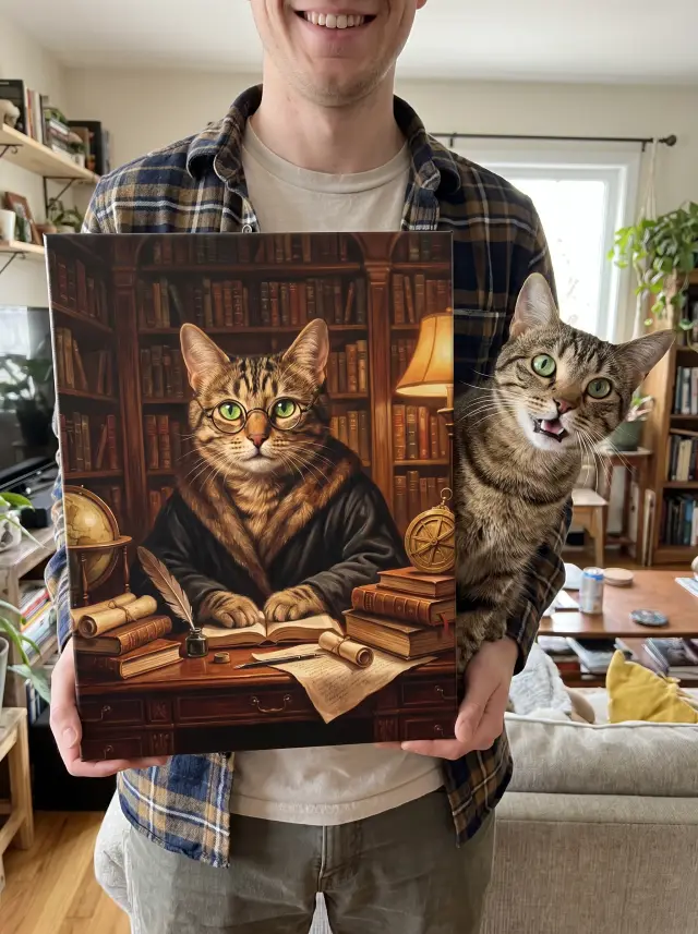 The Scholar printed as a gallery-wrapped canvas, hung in a room