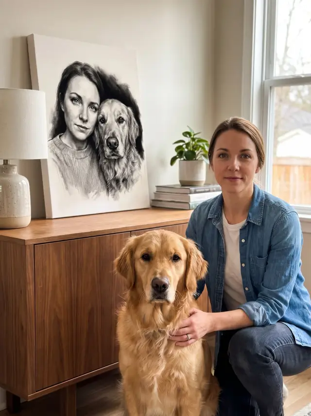 Weimaraner as The Charcoal Study printed as a gallery-wrapped canvas, hung in a room