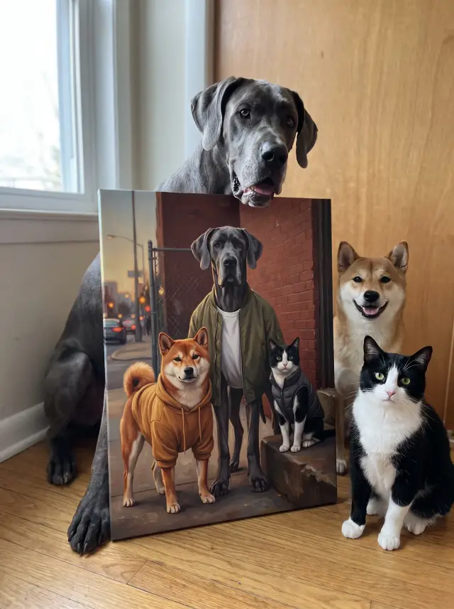 Great Dane as The Crew printed as a gallery-wrapped canvas, hung in a room