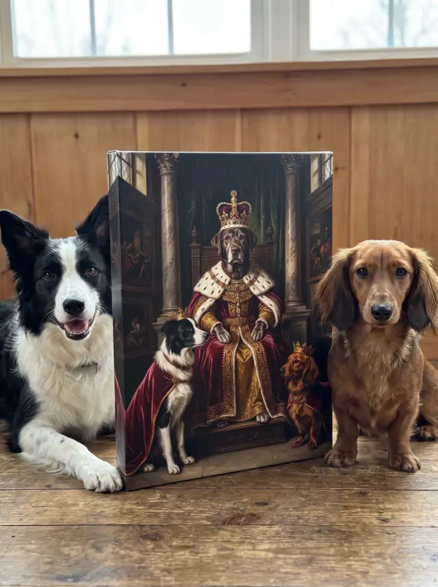Border Collie as The Dynasty printed as a gallery-wrapped canvas, hung in a room