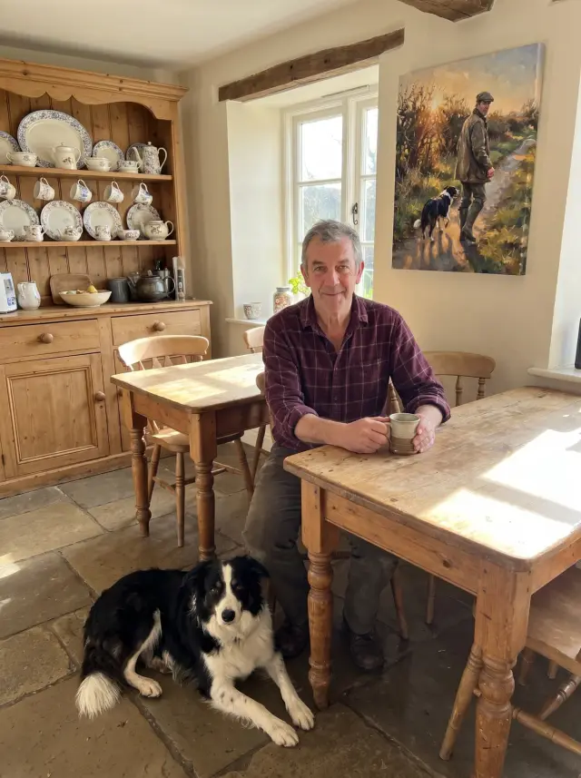 Border Collie as The Long Way Home printed as a gallery-wrapped canvas, hung in a room