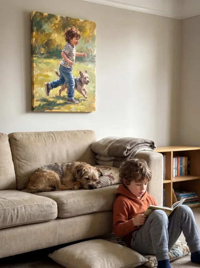 Jack Russell as The Ringleader printed as a gallery-wrapped canvas, hung in a room
